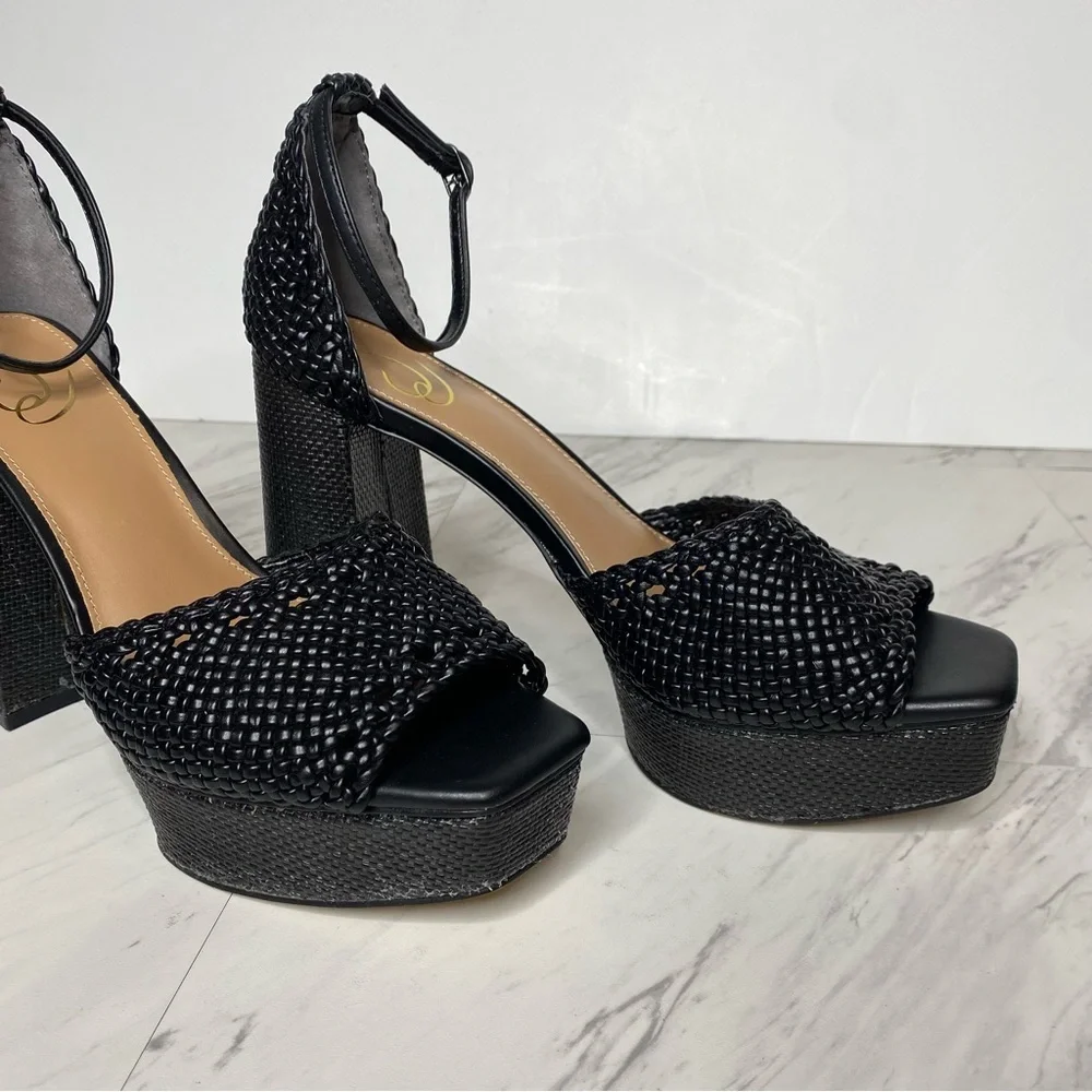 Sam Edelman Nattie Black Platform Heeled Sandal 9 1/2 M